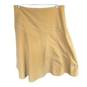 Vtg AMI Skirt A-line Corduroy Yellow Western Hong Kong 14 Bohemian Granolagirl